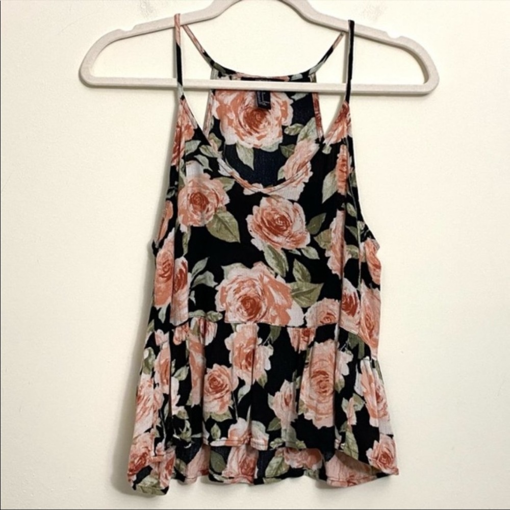 Forever21 Size Small Floral Cami Peplum Top Sleeveless - Picture 2 of 6
